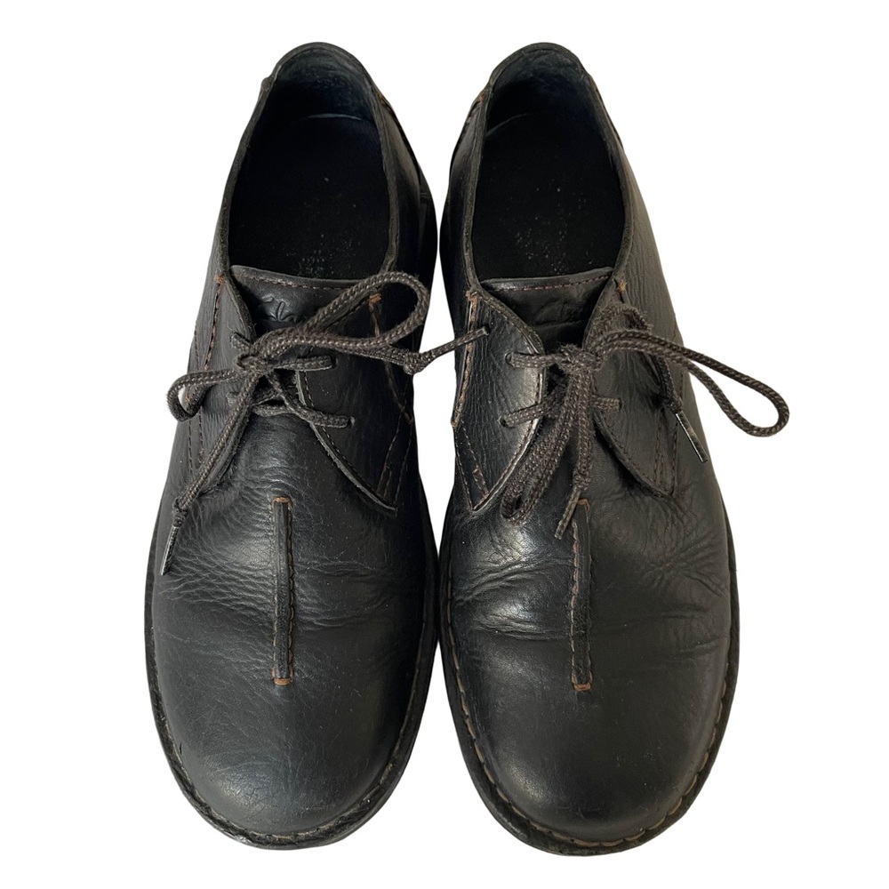 Clarks Black Leather Tie OxfordLoafers. Like New. Comfortable. Size 8W